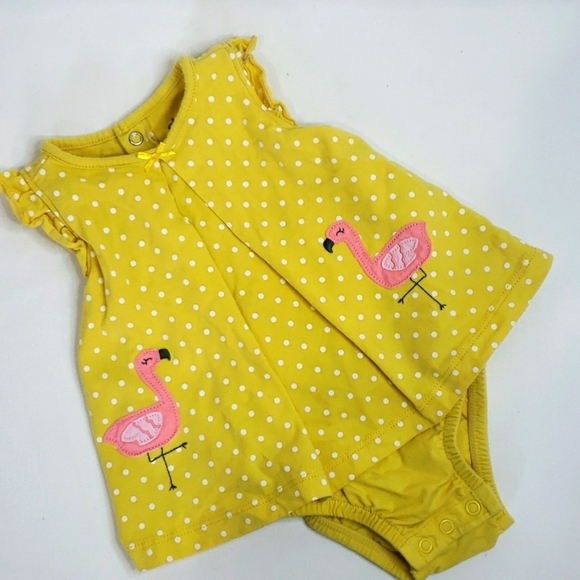 child of mine Other - 𝅺nwt CHILD OF MINE CARTER'S Polka Dot Flamingo Romper Sleeveless